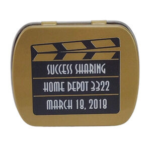 Advertising Mint Box Tin Home Depot Peppermint Candy 2"x2" w/ Hinge